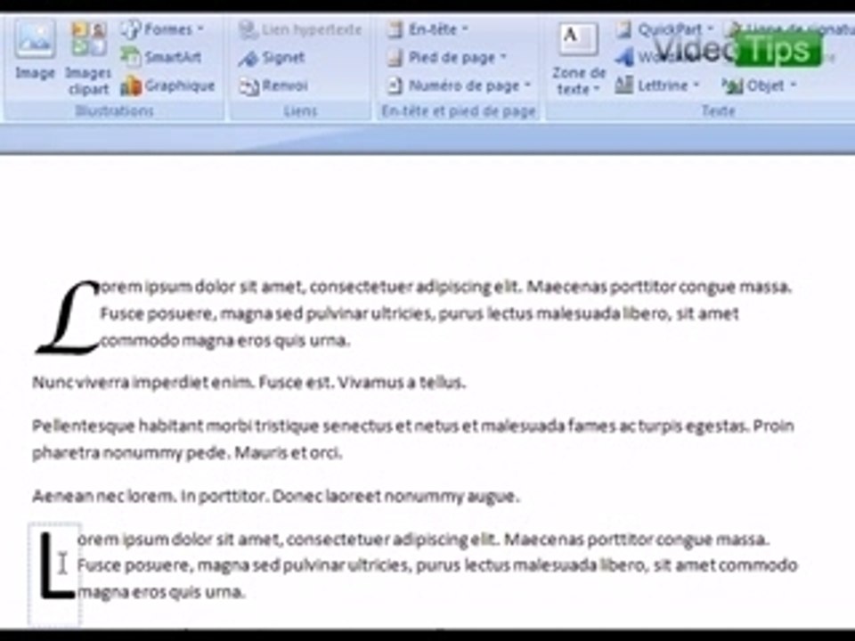 Faire une lettrine sous Word 2007