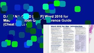 D.O.W.N.L.O.A.D [P.D.F] Word 2016 for Mac Introduction Quick Reference Guide (Cheat Sheet of