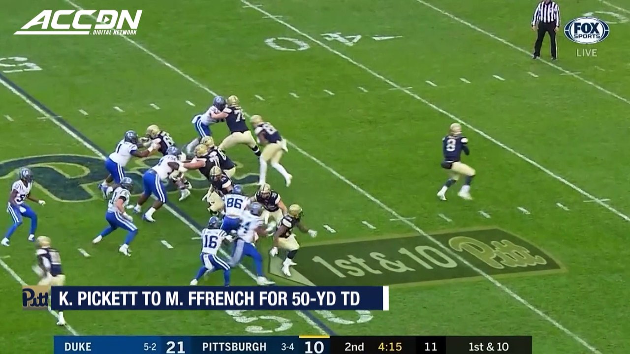 Pittsburgh QB Kenny Pickett Throws a Bomb to WR Maurice Ffrench