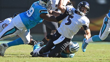 Kuechly forces Flacco to throw it away on fourth-and-3