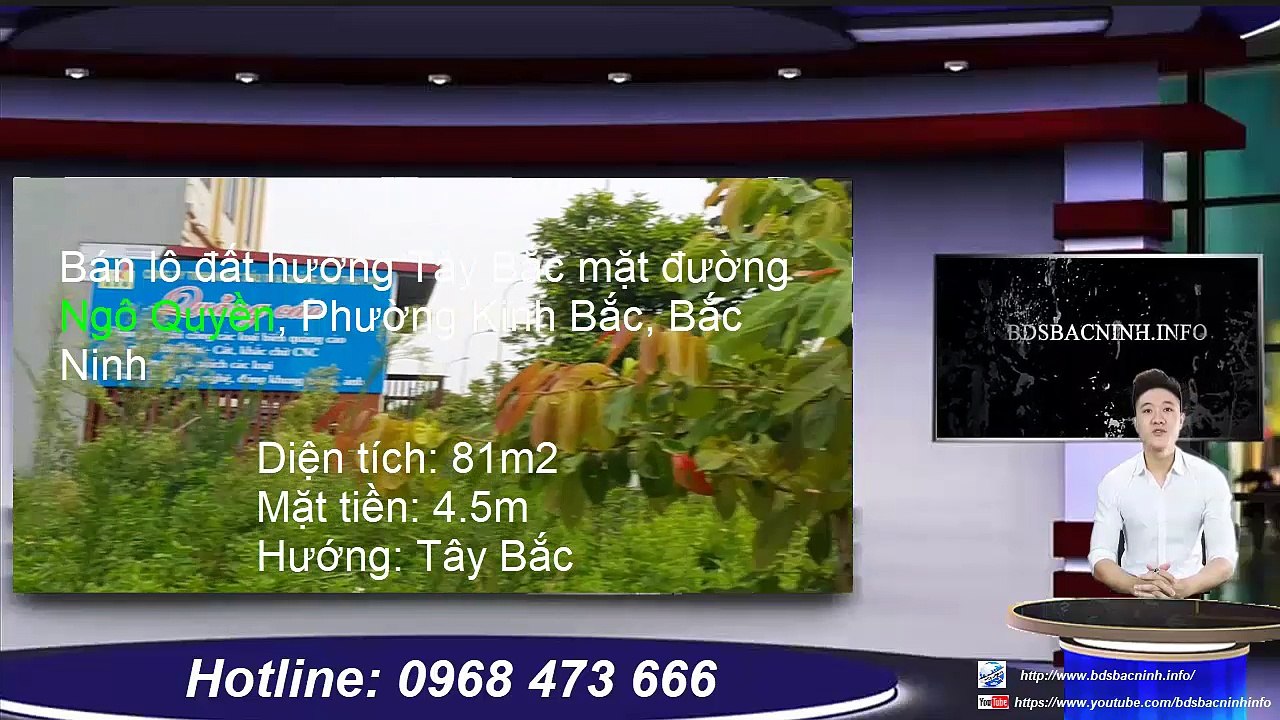 Bán lô đất hướng Tây Bắc, mặt Đường Ngô Quyền, Phường Kinh Bắc, Bắc Ninh