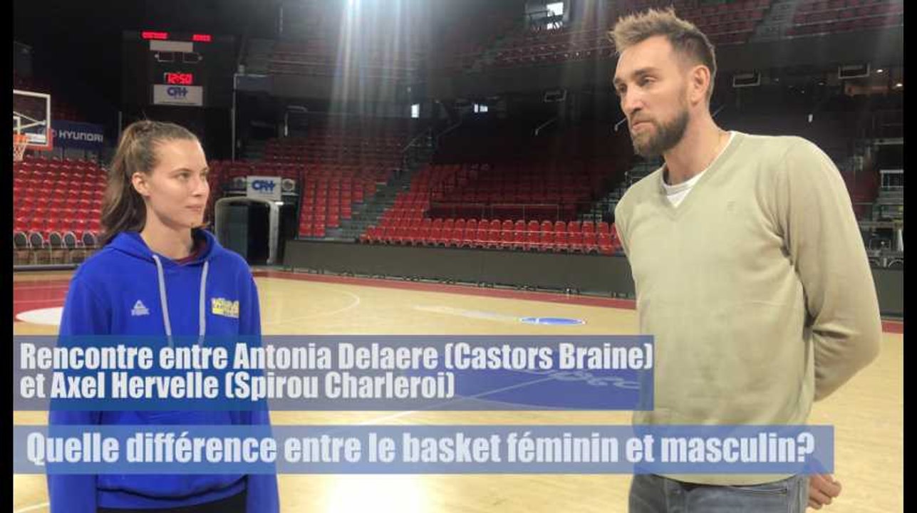 Rencontre entre Antonia Delaere (Castors Braine)  et Axel Hervelle (Spirou Charleroi)