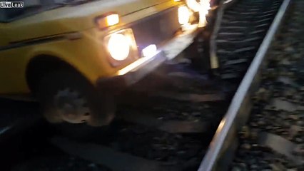 Car Hit by Freight Train