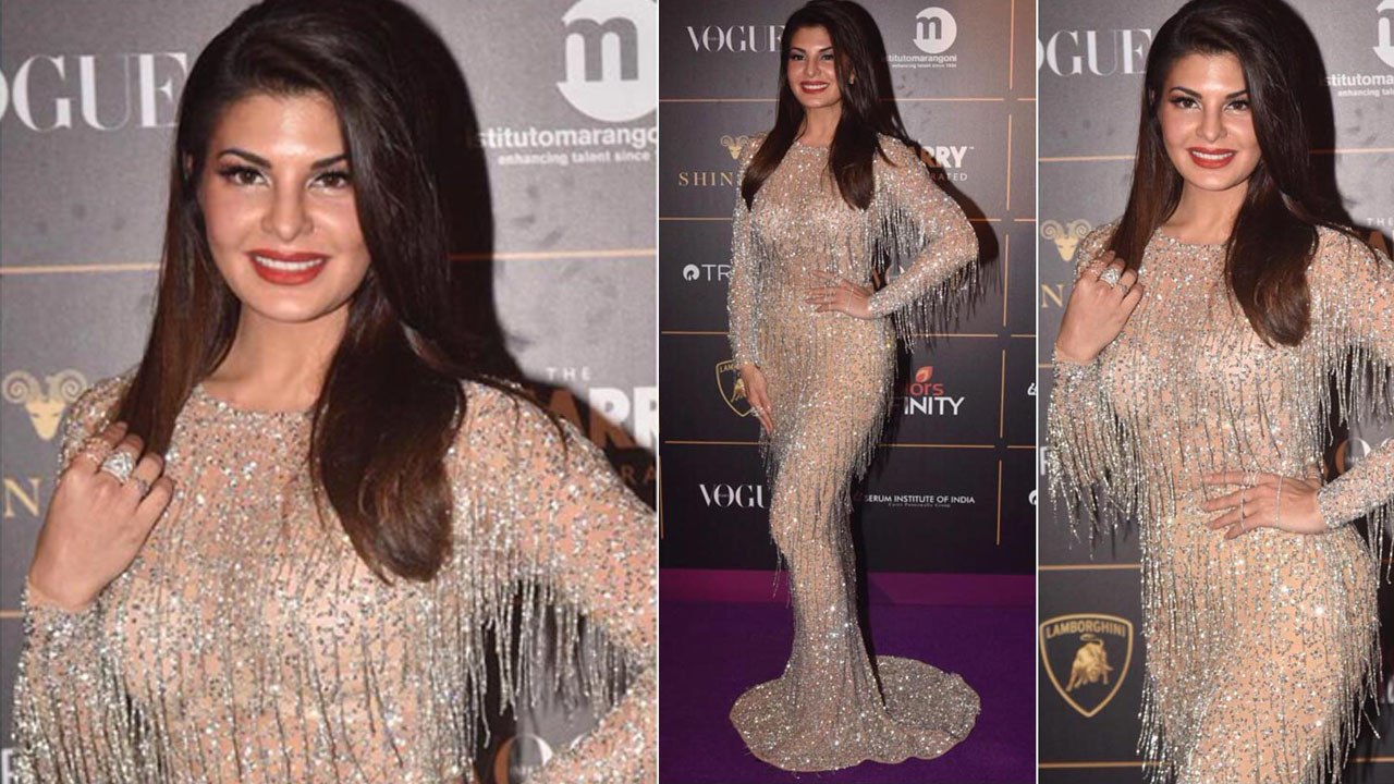 Jacqueline Fernandez wears shimmering dress as she walks the red carpet at Vogue Awards | FilmiBeat