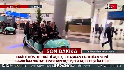 Başkan Erdoğan, havalimanı açılışında elektrikli araç sürdü