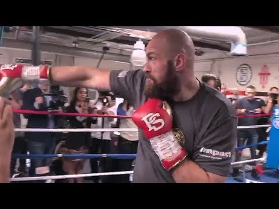 Tyson Fury SHATTERS PADS with Trainer Ben Davison ahead of Deontay Wilder Heavyweight Clash!