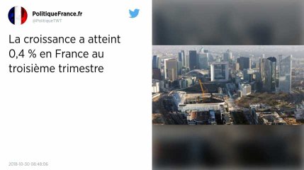 La croissance en France atteint 0,4 % au troisième trimestre.