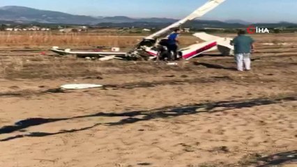 Eğitim uçağı düştükten hemen sonra olay yeri böyle görüntülendi