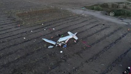 Eğitim Uçağının Düştüğü Yer Havadan Görüntülendi