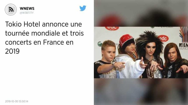Tokio Hotel annonce une tournée mondiale et trois concerts en France en 2019