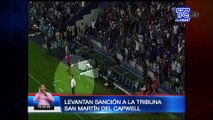 Levantan la sanción a la tribuna San Martín