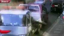 İstanbul’da tamirci adam çekiciden düşen araçla minibüs arasında kaldı