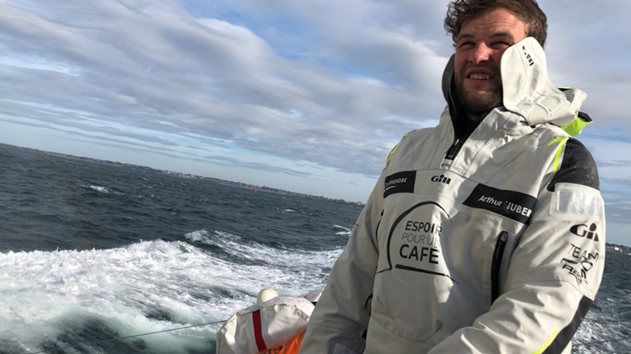 Route du Rhum. Sortie en mer avec Arthur Hubert...