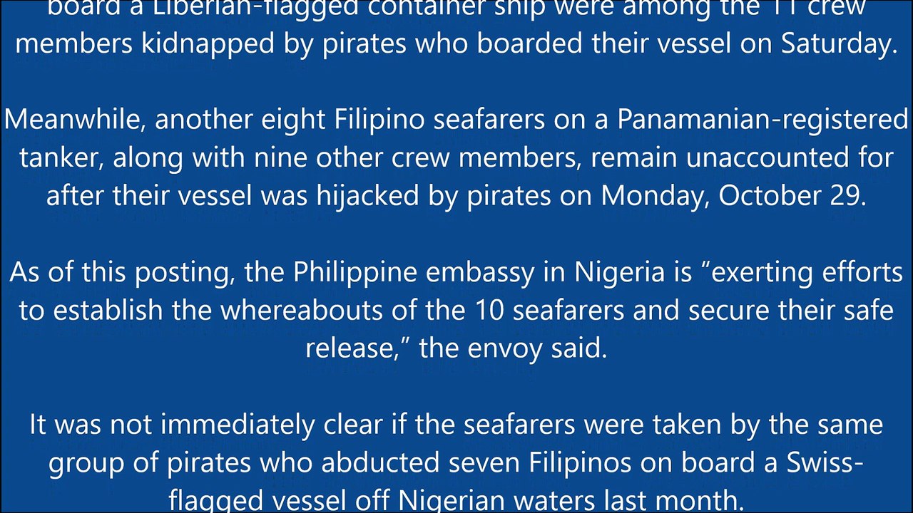 10 Filipinos abducted in Gulf of Guinea