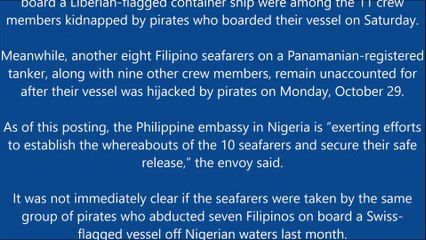 10 Filipinos abducted in Gulf of Guinea