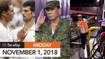 Militarization in government, jeepney fare hike, Nadal out of Paris Masters | Midday wRap