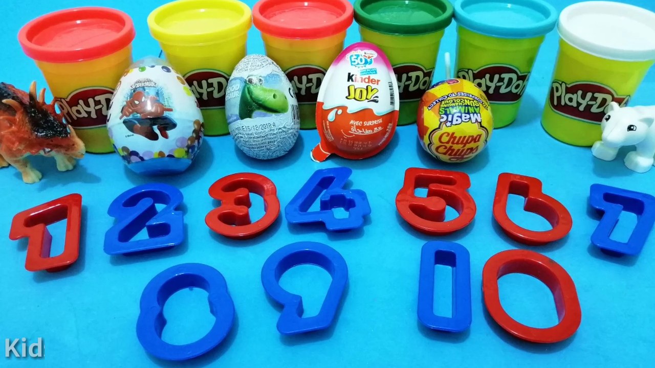Play Doh Learn Numbers and Colors 4 Kinder Surprise Eggs Chupa Chups 4 Surprise Toys