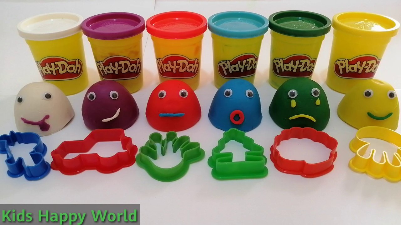 Learn Colors Play Doh Balls Emoji Faces Car Octopus Turtle Christmas Tree Molds