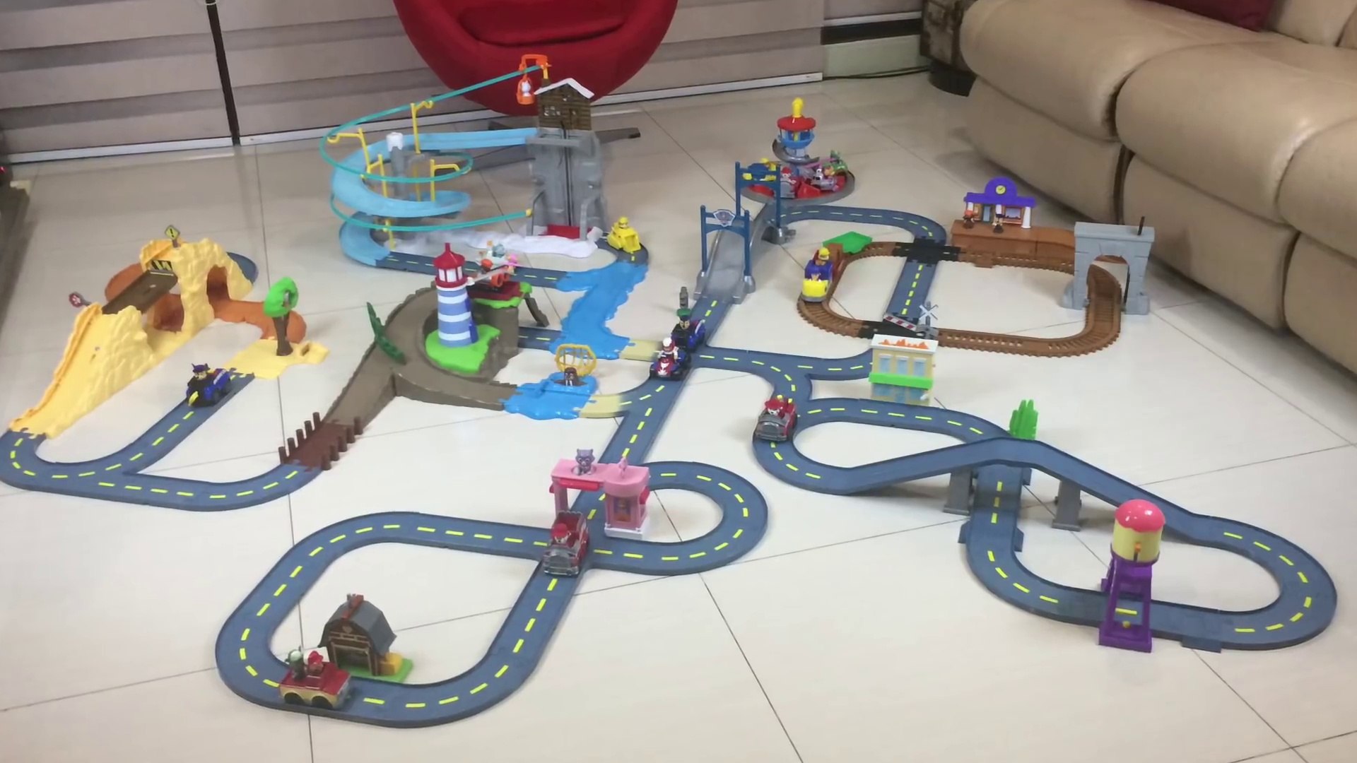 paw patrol train track and road