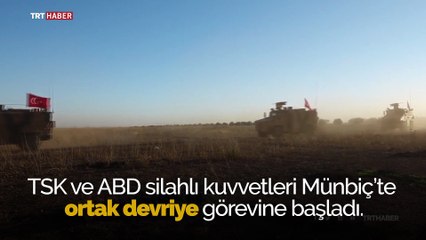 Türk ve ABD askerlerinin Münbiç'teki ortak devriyesinden ilk görüntü