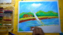 Direct oil pastel colour Drawing _ landscape scenery drawing (313 )