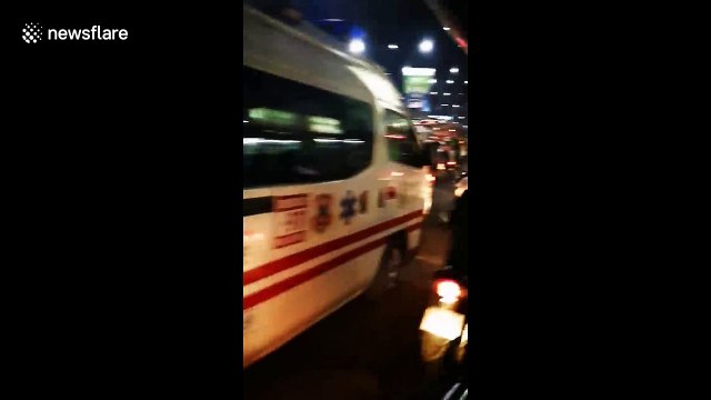 Shocking moment motorcyclists block ambulance rushing injured woman to hospital