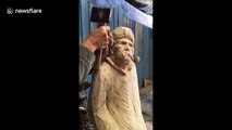 Talented man carves celebrities out of wood