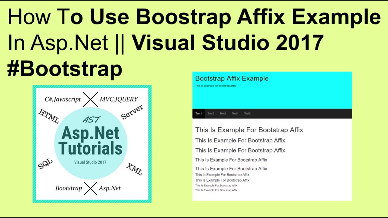 How to use bootstrap affix in asp.net || visual studio 2017 #bootstrap