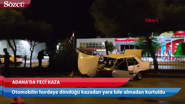 Otomobilin hurdaya döndüğü kazadan yara bile almadan kurtuldu