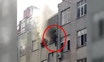 Yangında can pazarı alevlerden böyle kaçtı