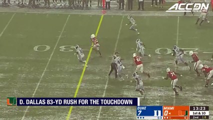 Miami RB Deejay Dallas Explodes for 83-Yard Touchdown