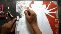 Durga Puja Drawing with Oil Pastel _ step by step ( 317 )