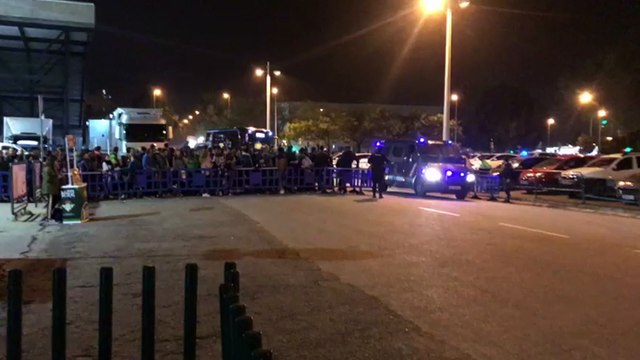 Llegada del autobús del Celta al Benito Villamarín para jugar frente al Betis