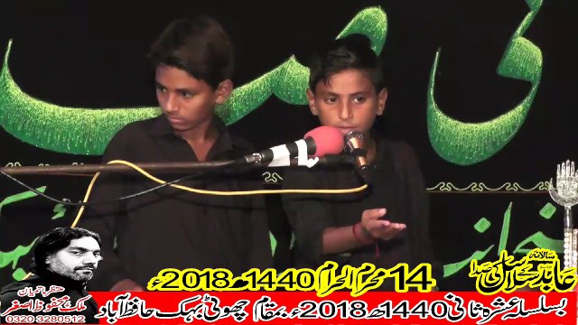 Zakir Ali 0 Mudasar Wanikay Tarar 14th Muhram 1440(2018) Choti Behak Hafizabad