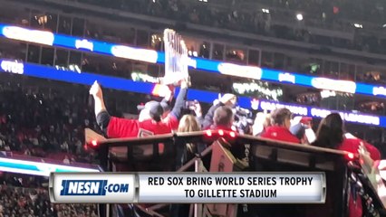 Red Sox bring World Series trophy to Gillette Stadium