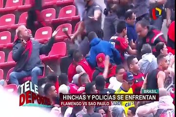 Brasil: policías se enfrentan fuertemente a hinchas para calmar a aficionados