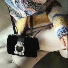 Velvet Jeweled Buckle Lady Crossbody Bag