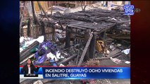 Incendio consumió ocho casas en Salitre, provincia del Guayas