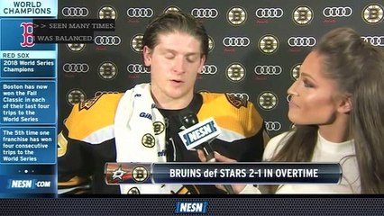 David Pastrnak, Torey Krug, Matt Grzelcyk And Tuukka Rask Discuss Win Vs. Stars