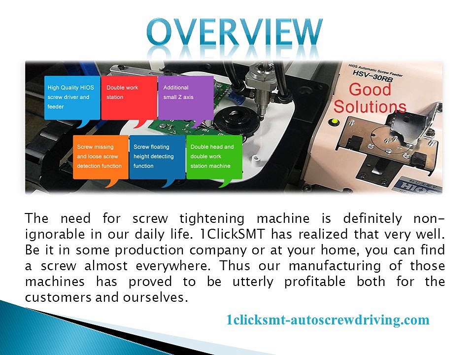 Screw Tightening Machine from 1ClickSMT & Their Specifications