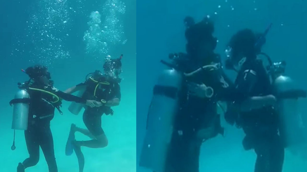 Hina Khan enjoys UNDERWATER date with boyfriend Rocky Jaiswal; Watch video | FilmiBeat