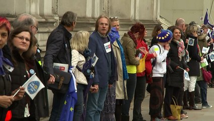 Human chain demands citizenship rights post-Brexit