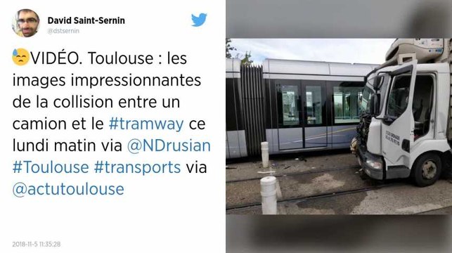 Toulouse. Un camion percute un tramway et le fait dérailler.