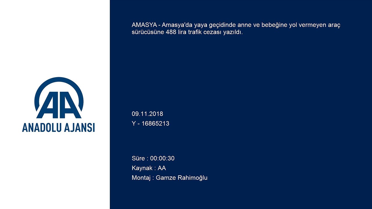 Yayaya yol vermeyen araç sürücüsüne 488 lira trafik cezası kesildi - AMASYA