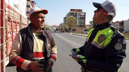 Kamyon ve tır sürücülerine denetim havadan görüntülendi