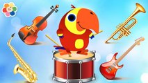 Learn Music Instruments Names With Funny Larry Surprise Eggs | Drums, Guitar, Trumpet & More!