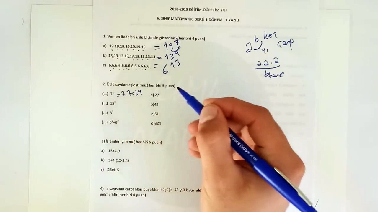 6. Sınıf MATEMATİK 1. Dönem 1. Yazılı Soruları ve Çözümü (%99 Çıkabilir  )