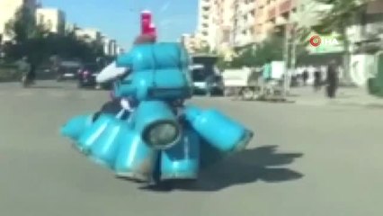 15'e Yakın Mutfak Tüpü ile Tehlikeli Yolculuk Kamerada