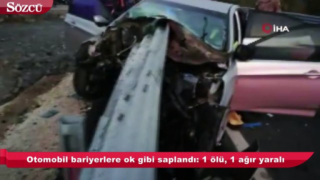 Otomobil bariyerlere ok gibi saplandı