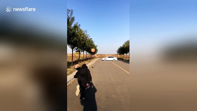 Retired Chinese soldier shows off incredible throwing skills with epic trickshots